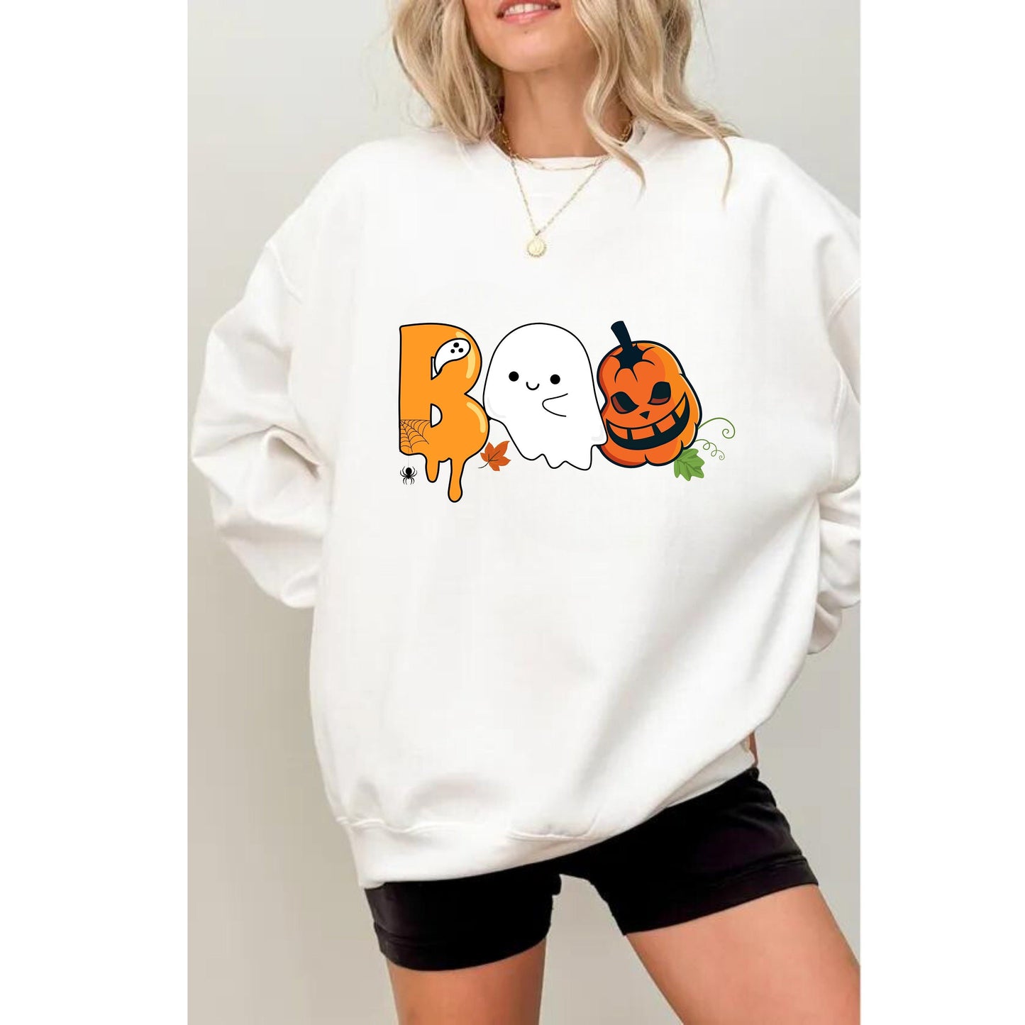 Halloween BOO Shirt - Spooky Season Ghost Sweater - Halloween Gifts - Spooky Vibes Shirt