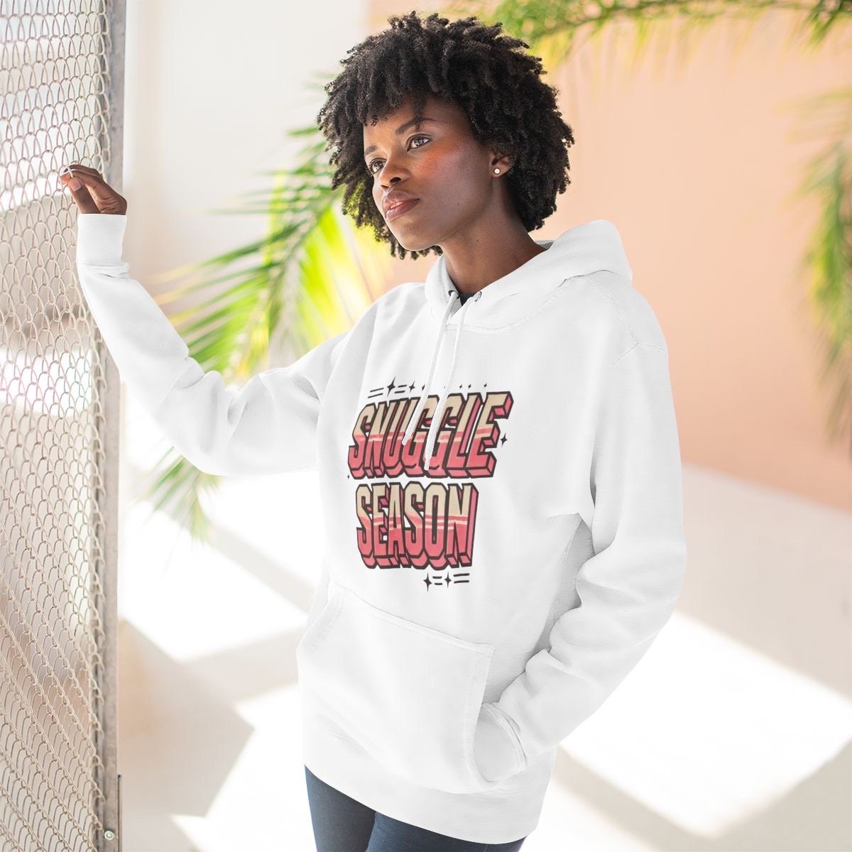 Snuggle Season Three-Panel Fleece Hoodie, Viral T-Shirt, Cute Winter Wear, Cute Christmas Hoodie Sweater, Christmas Shirt, Vintage Hoodie