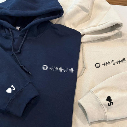 Custom Embroidered Spotify Code Matching Hoodies for Couples - Cute Sweatshirt for Couple