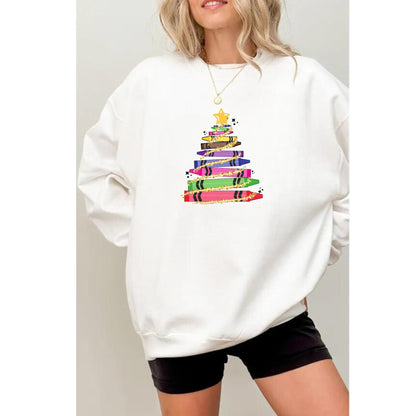 Crayons Christmas Tree shirt - Christmas Tree Kindergarten - Xmas Tree Crayon Hoodie - Trendy Christmas Shirt