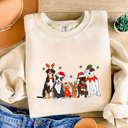 Christmas Dog T tshirt - Cute Dogs Christmas Shirt - Dog Lovers Shirt - Retro Christmas Shirt