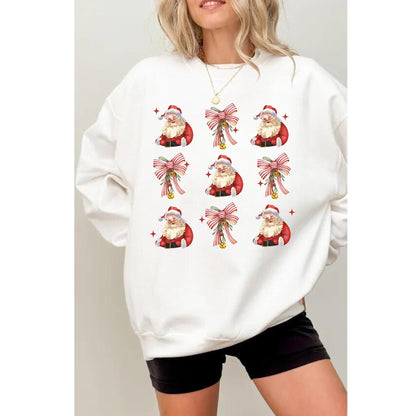 Christmas Santa and Coquette Bow - Cute Santa Tee - Christmas Shirt Design - Trendy Christmas Shirt
