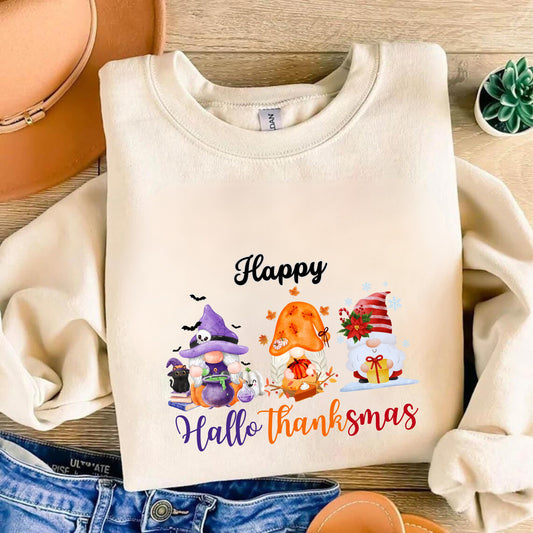 Happy Hallothanksmas Gnomes Shirt - Christmas Gnomes - Halloween Gnomes - Thanksgiving Gnomes