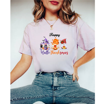 Happy Hallothanksmas Gnomes Shirt - Christmas Gnomes - Halloween Gnomes - Thanksgiving Gnomes