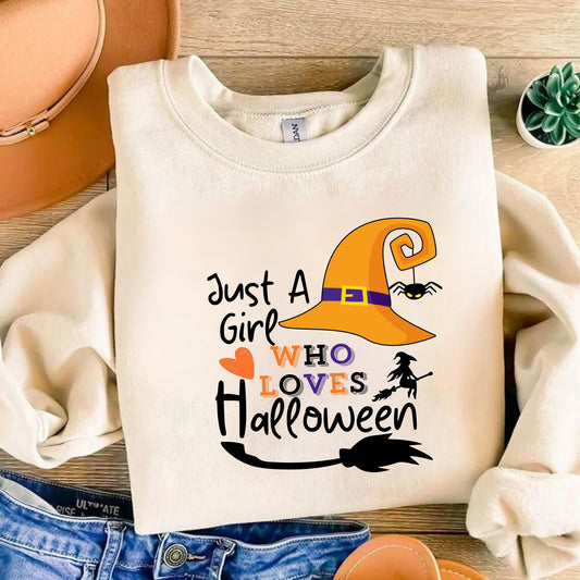 Just A Girl Who Loves Halloween Shirt - Scary Halloween Shirts - Gift for Halloween - Halloween girl tees - Ladies Halloween Tee - Trendy