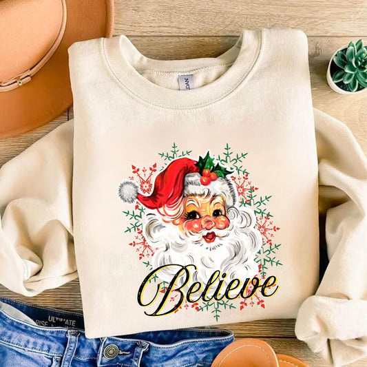 Christmas Believe Santa Shirt - Santa Claus Shirt - Cute Santa Tee - Trendy Christmas Shirt