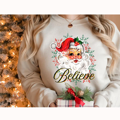 Christmas Believe Santa Shirt - Santa Claus Shirt - Cute Santa Tee - Trendy Christmas Shirt