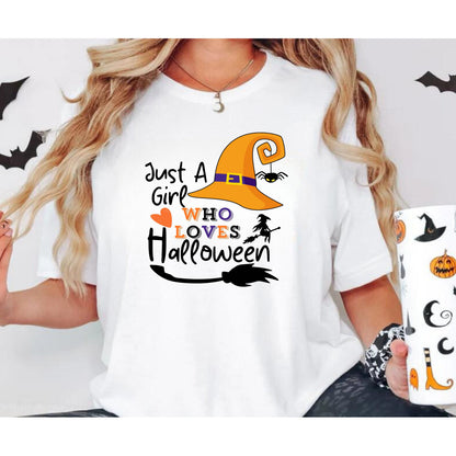 Just A Girl Who Loves Halloween Shirt - Scary Halloween Shirts - Gift for Halloween - Halloween girl tees - Ladies Halloween Tee - Trendy