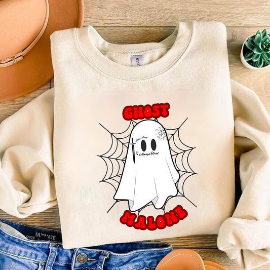Ghost Malone Halloween T shirt - Cute Funny Ghost Shirt - Halloween Gift - Trendy Halloween Shirt