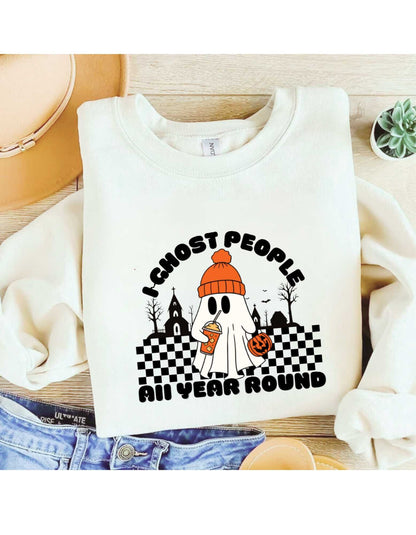I Ghost People All Year Round Tshirt - Halloween Tshirt - Retro Halloween Shirt - Trendy Halloween Shirt -