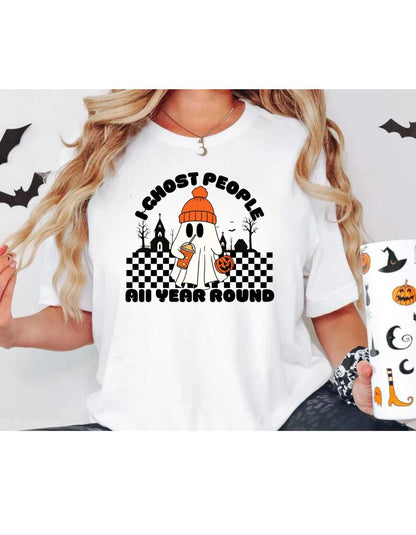 I Ghost People All Year Round Tshirt - Halloween Tshirt - Retro Halloween Shirt - Trendy Halloween Shirt -