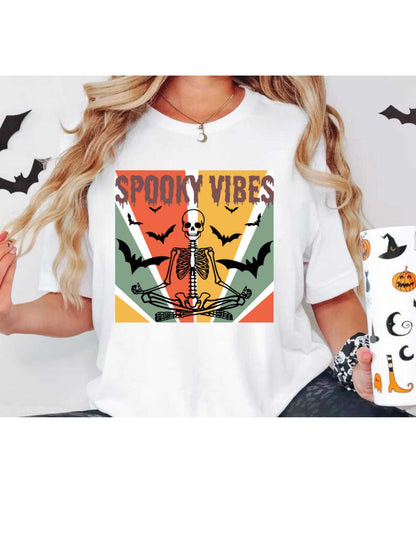 Spooky Vibes Tshirt - Trendy Halloween Shirt - Retro Halloween