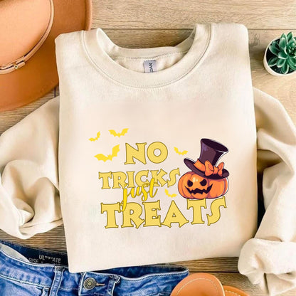 No Tricks Just Treats Halloween Shirt - Trick Or Treat Shirt - Halloween Parties Pumpkin Tee - Trendy Halloween Shirt