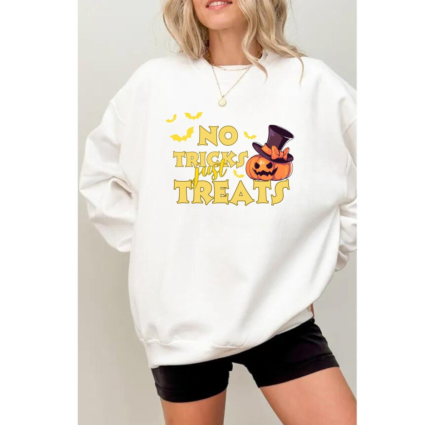 No Tricks Just Treats Halloween Shirt - Trick Or Treat Shirt - Halloween Parties Pumpkin Tee - Trendy Halloween Shirt