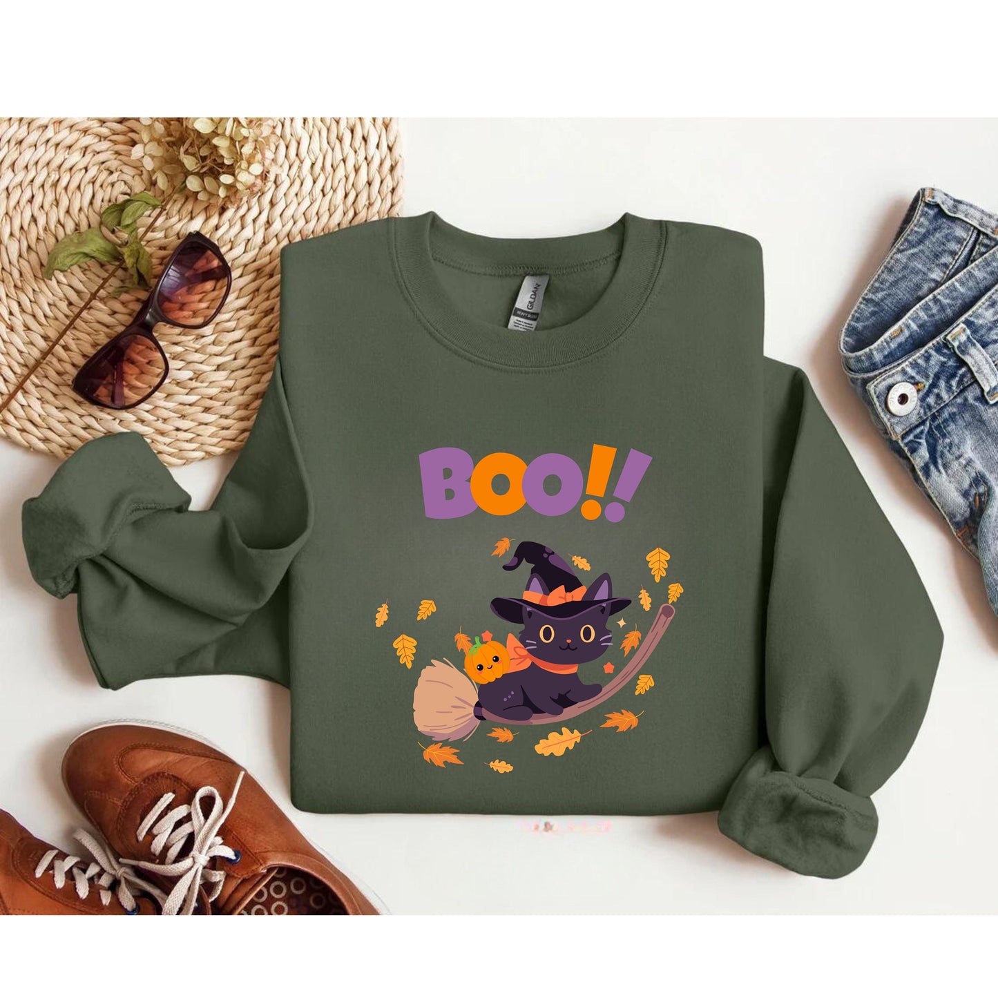 Cat Boo Halloween Shirt - Spooky Season Tee - Cat Lover Halloween Gift - Trendy Halloween Shirt