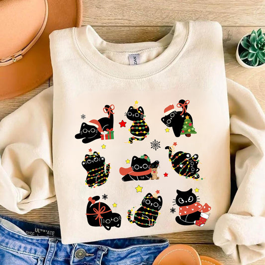 Christmas Black Cats Shirt - Kitten Cats Christmas shirt - Cat Lover Xmas Tee - Trendy Christmas Shirt
