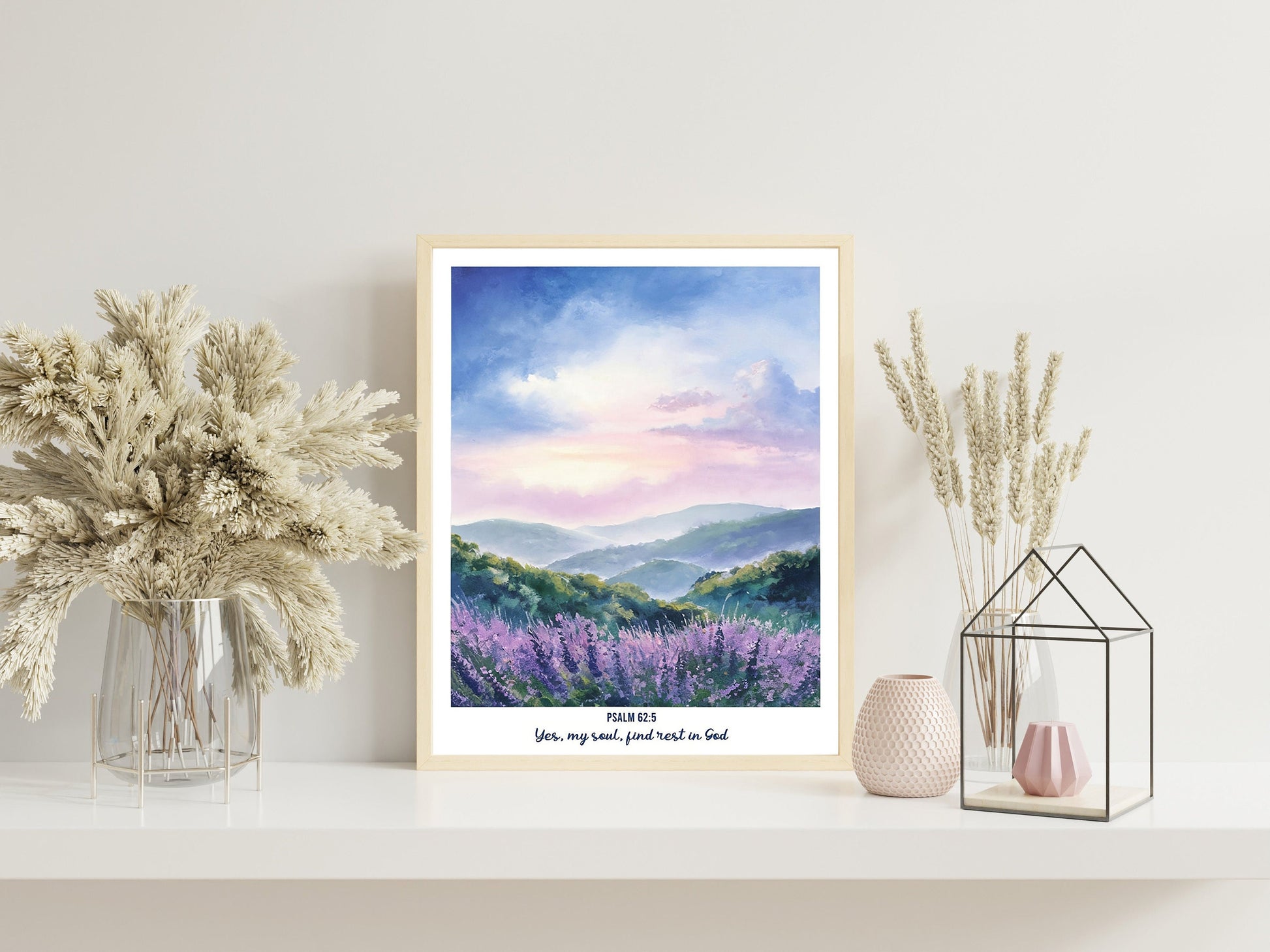 Christian Gallery Wall Art Set, Set of 3 Bible Verse Watercolor Posters, Inspirational Scripture Art for Christian Homes, Beautiful