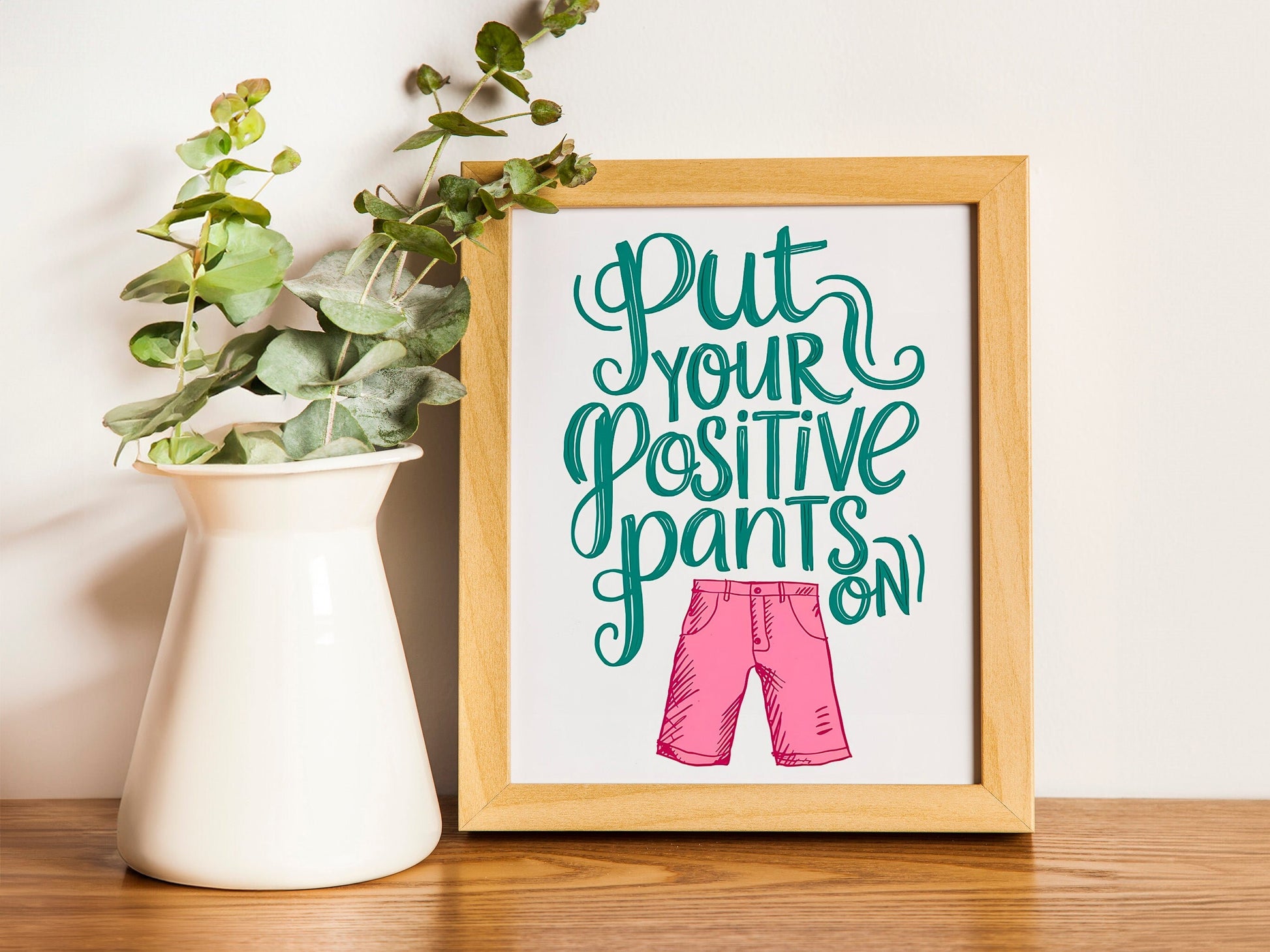 Pink Positive Quote Print Design, Fun Retro Wall Art for Home Decor, Perfect for Living Room, Bedroom, or Kitchen, Available in Various