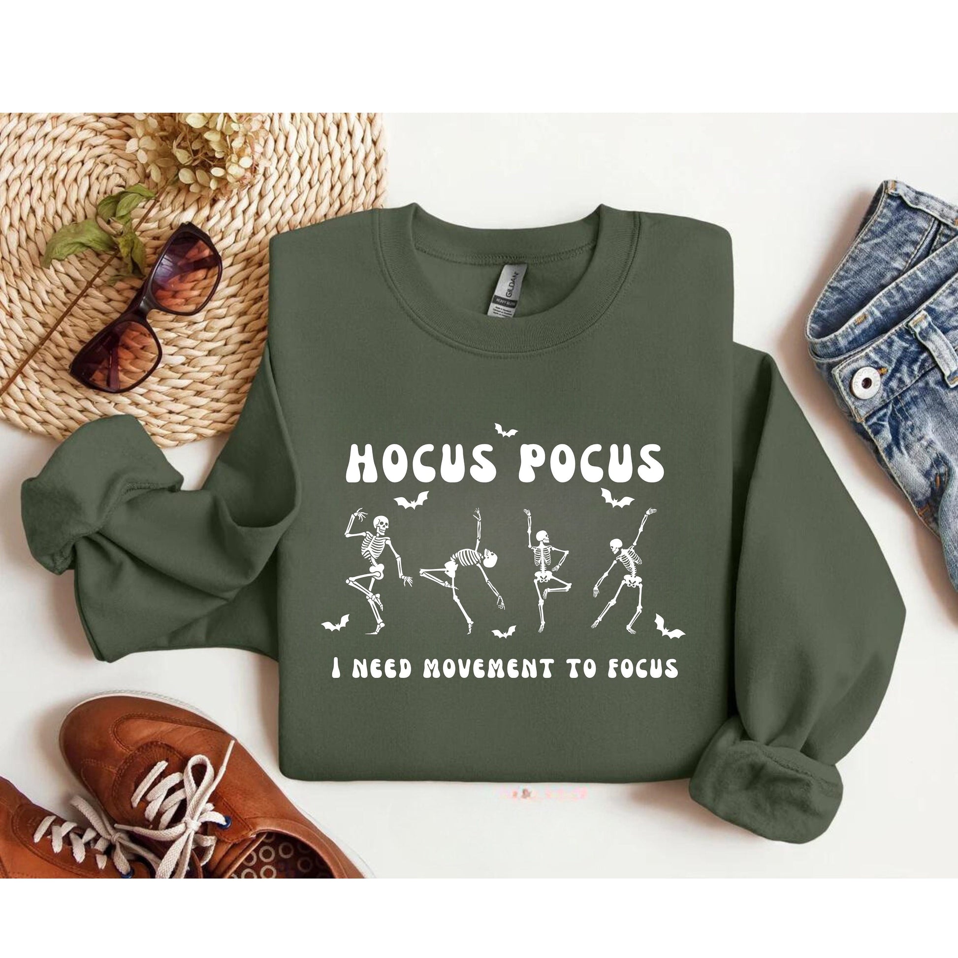 Halloween Hocus Pocus T shirt - Cute Skeleton Dancing Style - Funny Shirt Design - Trendy Halloween Shirt