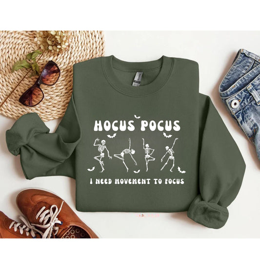 Halloween Hocus Pocus T shirt - Cute Skeleton Dancing Style - Funny Shirt Design - Trendy Halloween Shirt