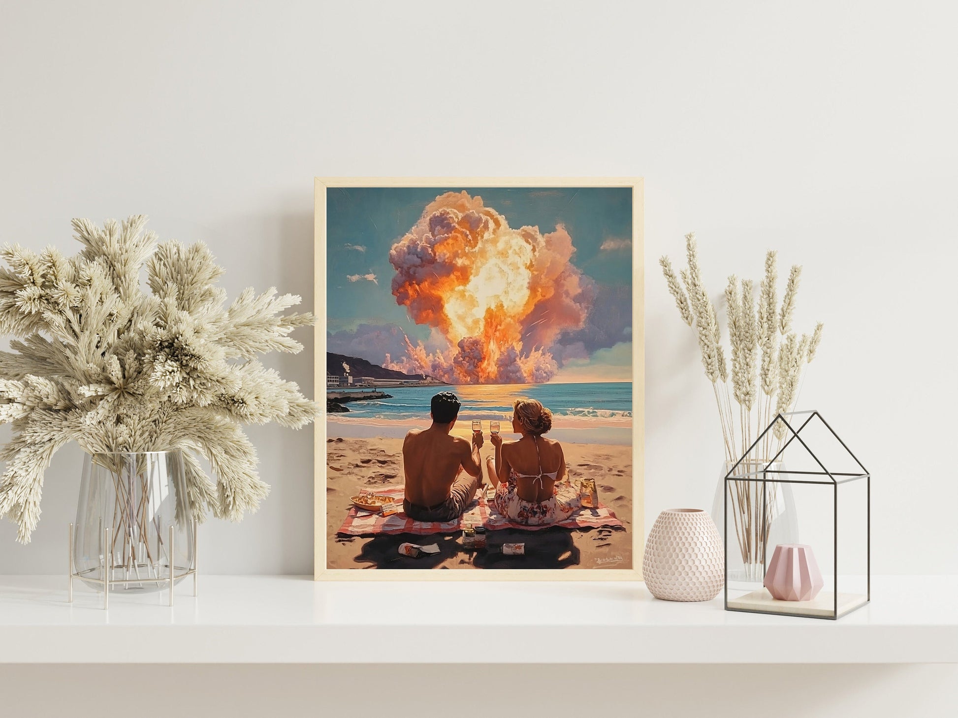 Retro Surreal Art Print, Trippy Indie Room Decor, Fun and Quirky Maximalist Art for Unique Spaces, High-Quality Psychedelic Poster for Your
