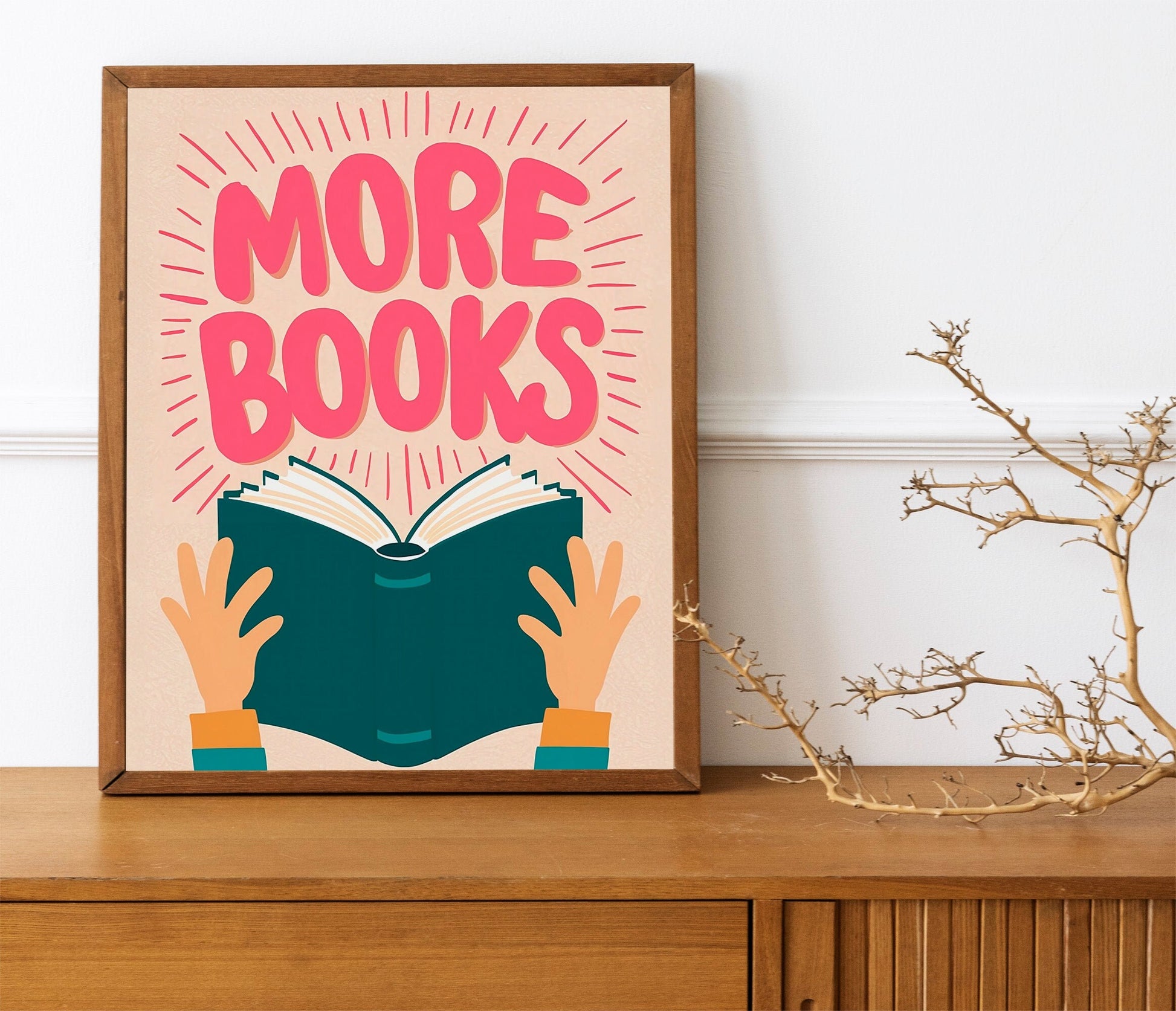 Book Wall Art Print, HandDrawn Reading Illustration, Fun Doodle Poster for Literature Lovers, Perfect Gift for Readers, Cute Wall Decor.