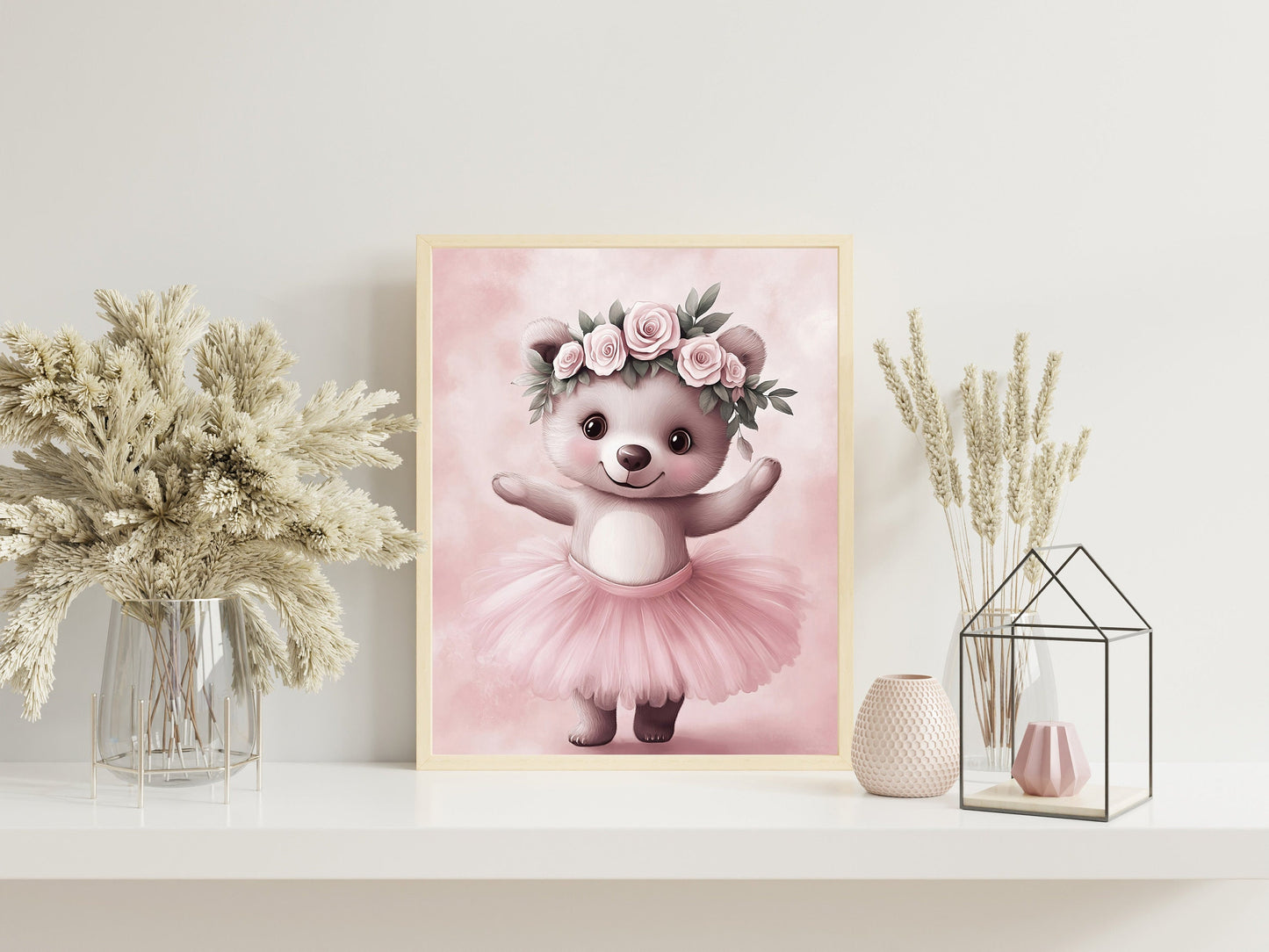 Ballerina Animal Nursery Print set of three, Adorable Baby Room Decor with Elephant, Bunny, and Bear Ballet Art, Perfect Wall Decor for