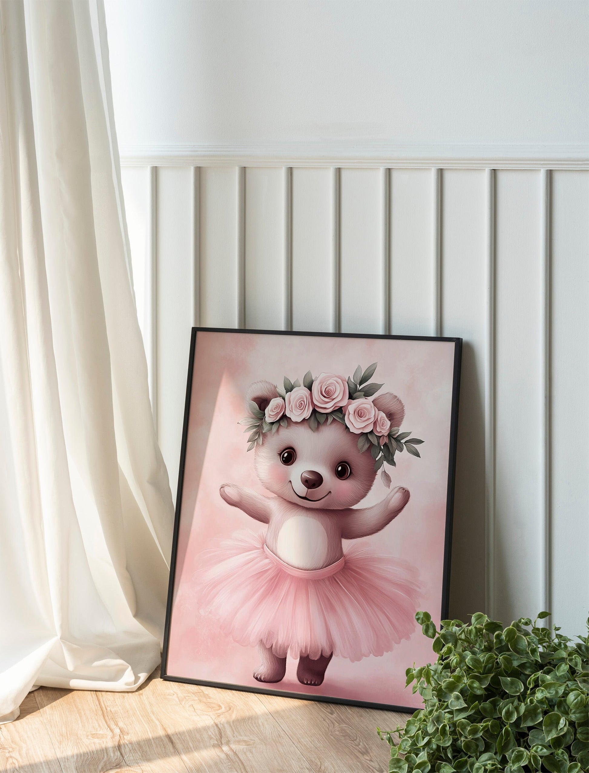 Ballerina Animal Nursery Print set of three, Adorable Baby Room Decor with Elephant, Bunny, and Bear Ballet Art, Perfect Wall Decor for