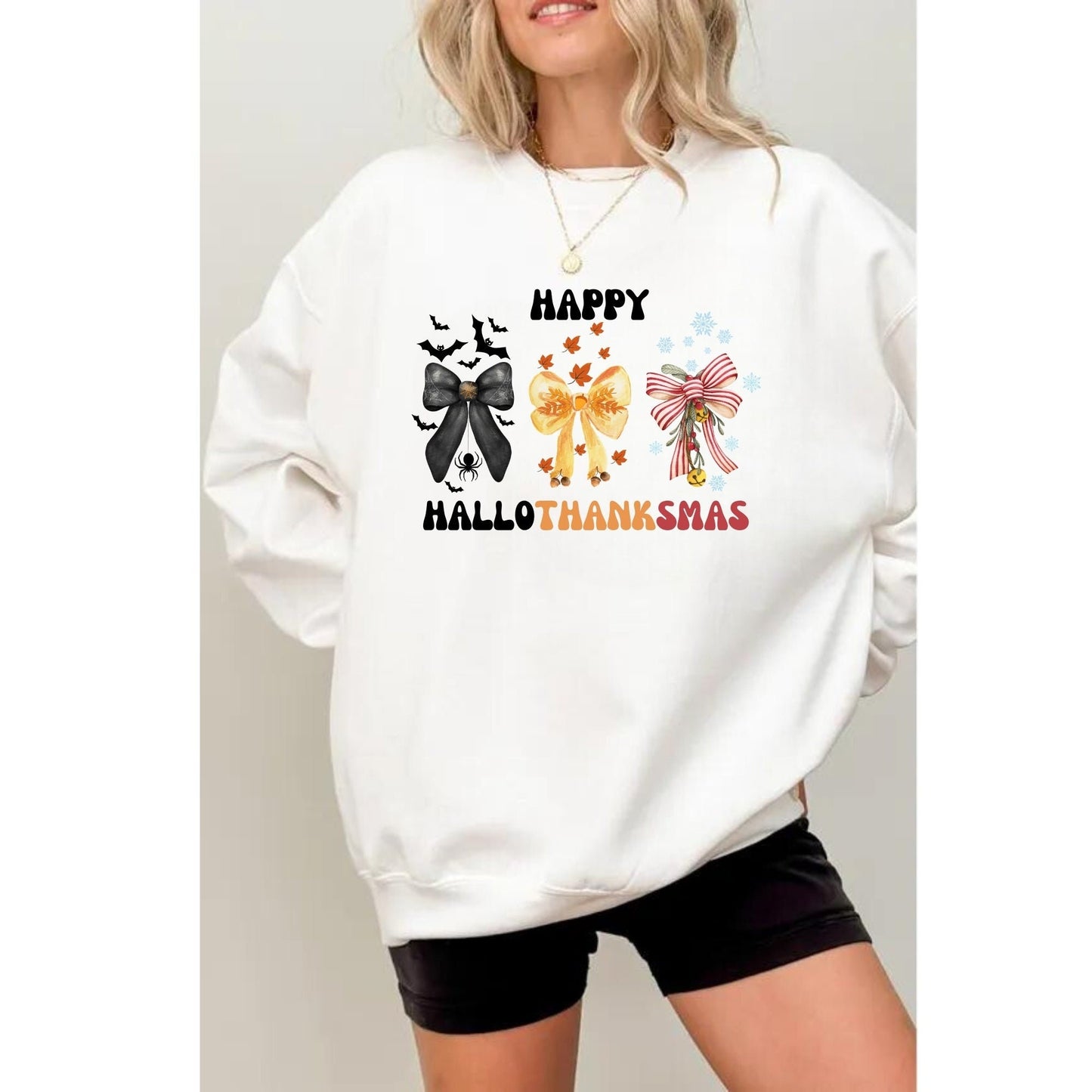 Hallothanksmas Coquette bow Shirt - Happy Hallothanksmas T shirt - Christmas Coquette bow - Halloween Coquette bow