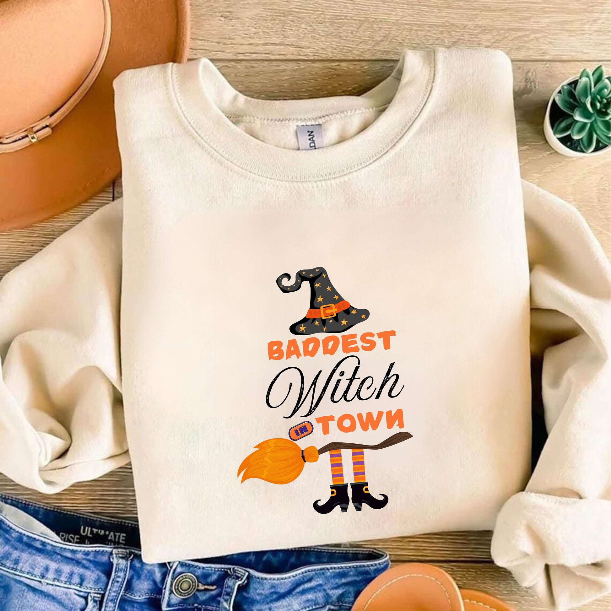 Baddest Witch in Town shirt - Funny Holloween shirt - Witchy Shirt - Trendy Halloween Shirt