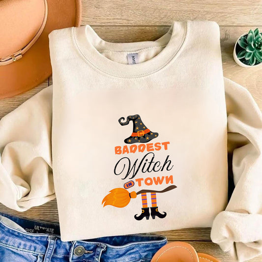 Baddest Witch in Town shirt - Funny Holloween shirt - Witchy Shirt - Trendy Halloween Shirt