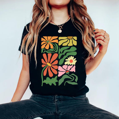 Flowers Tshirt - Floral Nature Shirt - Flowers Lover Graphic TeeShirt - Boho Wildflowers Tshirt
