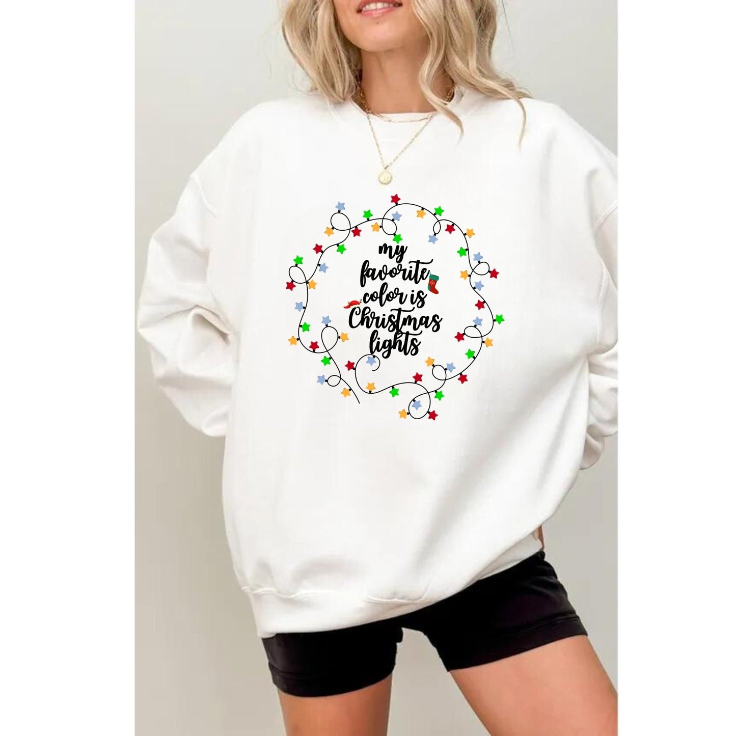 My favorite color is Christmas lights - Cute Christmas Lights Shirt - Christmas Family Shirt - Colorful Holiday Quote