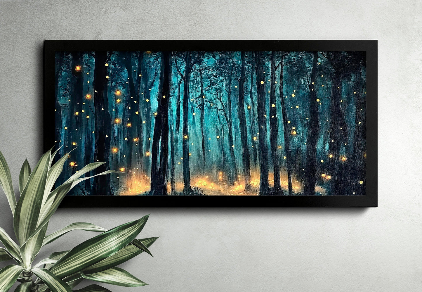 Mystical Firefly Forest Canvas, Magical Wall Art, Fantasy Firefly Print, Forest Meditation Canvas, Mystical Living Room Decor, Enchanting