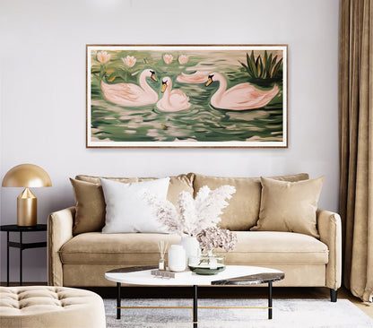 Contemporary Ink and Watercolor Painting of New England Great Egrets Birds, Coastal Bird Artwork, Modern Nature Print, Elegant Wildlife Wall