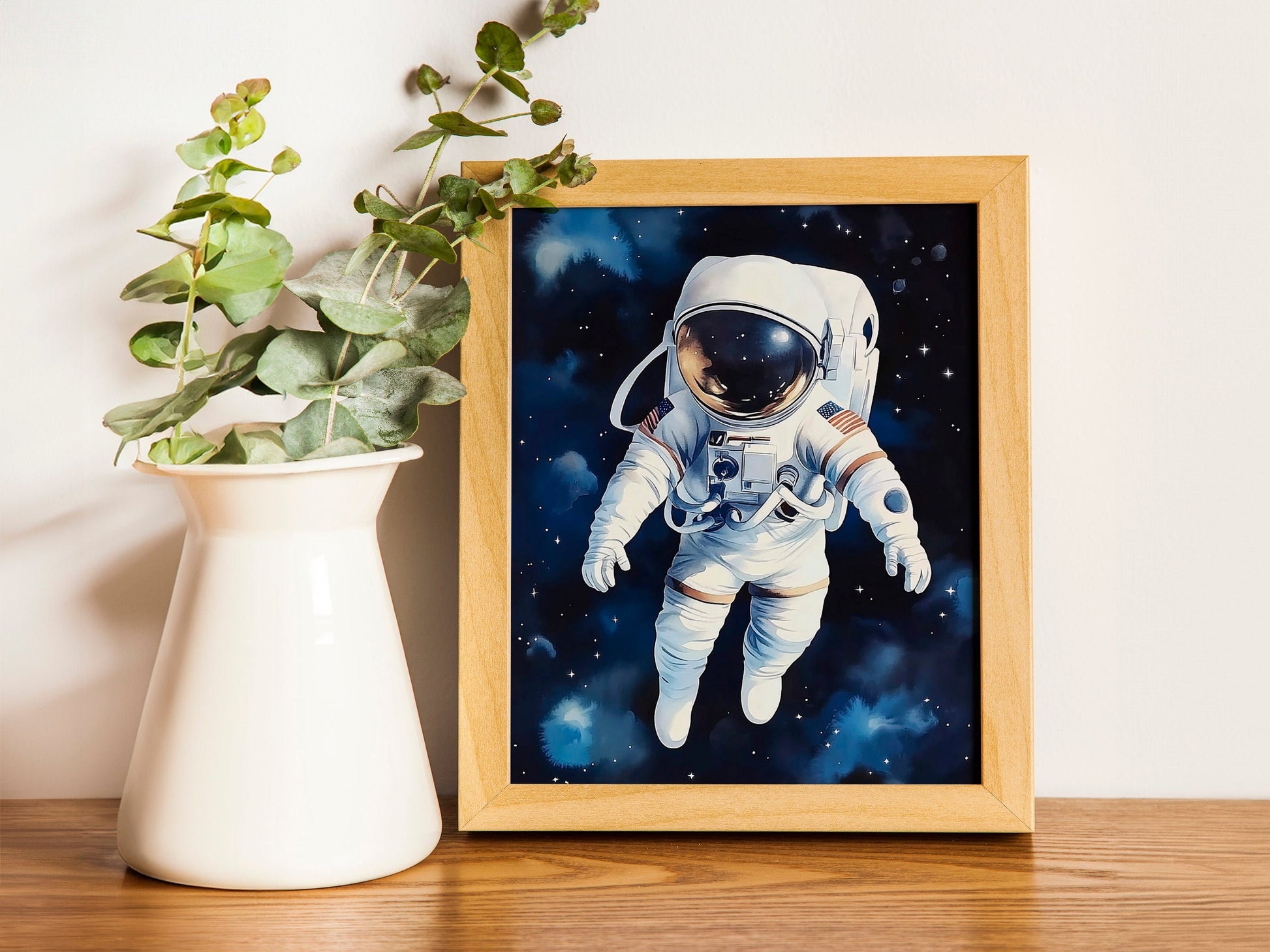 Space Kids Room Prints, Astronaut and Planets Wall Art Set of three for Outer SpaceThemed Rooms, Fun Watercolor Rocket Posters for Trendy