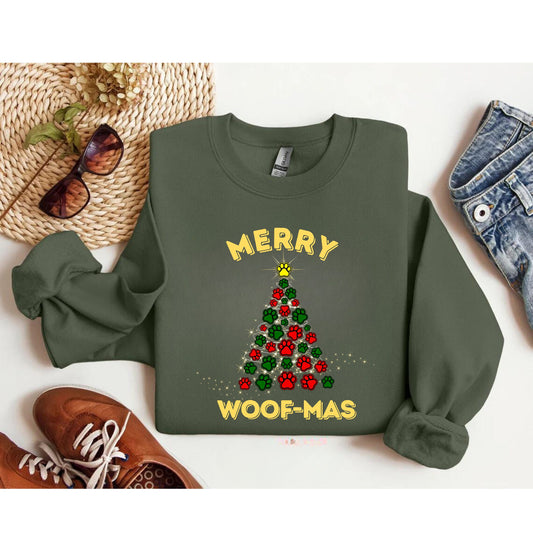 Merry Woofmas shirt - Happy Pawlidays Shirt - Merry Paw Sweatshirt - Xmas Dog Lover Shirt - Trendy Christmas Shirt