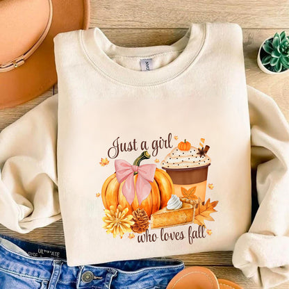 Just A Girl Who Loves Fall T shirt - Pumpkin Spice Shirt - Thanksgiving Gift - Trendy Thanksgiving Shirt
