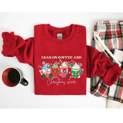 Run On Coffee And Christmas Cheer T shirt - Christmas Coffee Hoodie - Coffee Lover Gifts - Trendy Christmas Shirt