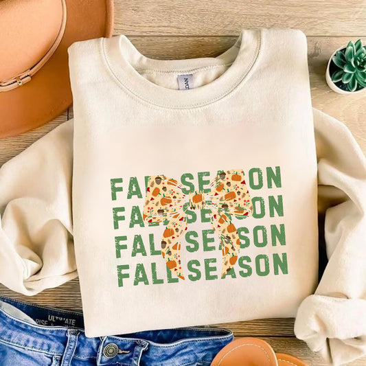 Coquette Floral Fall Season - Retro Fall Bow - Autumn Pumpkin - Trendy Fall Shirt
