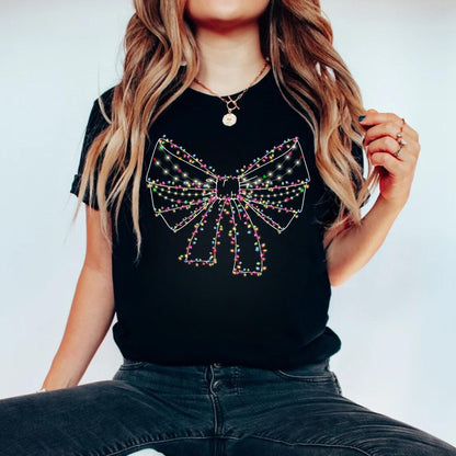 Christmas Light Coquette Bow - Christmas Season - Retro Christmas Shirt - Xmas Coquette Bow