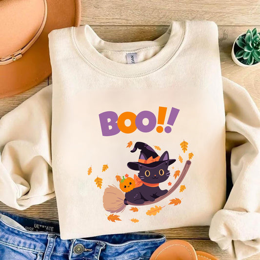 Cat Boo Halloween Shirt - Spooky Season Tee - Cat Lover Halloween Gift - Trendy Halloween Shirt