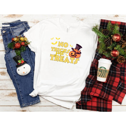 No Tricks Just Treats Halloween Shirt - Trick Or Treat Shirt - Halloween Parties Pumpkin Tee - Trendy Halloween Shirt