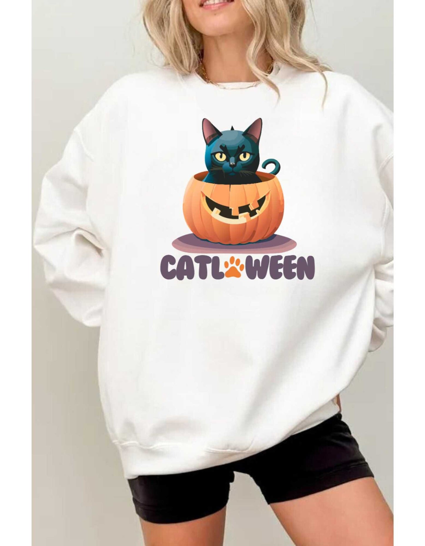 Catloween Halloween Cat Shirt, Trendy Halloween Shirt, Black Cat Halloween Tshirt