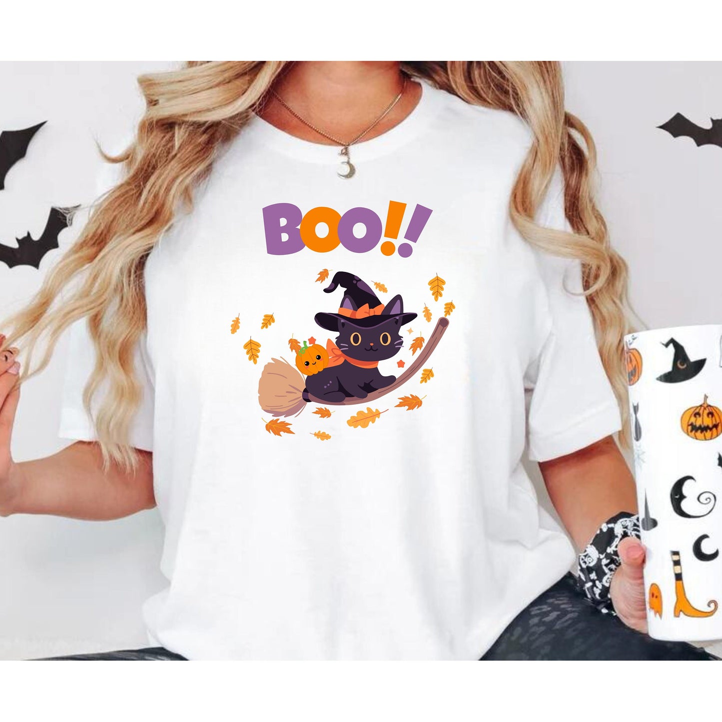 Cat Boo Halloween Shirt - Spooky Season Tee - Cat Lover Halloween Gift - Trendy Halloween Shirt