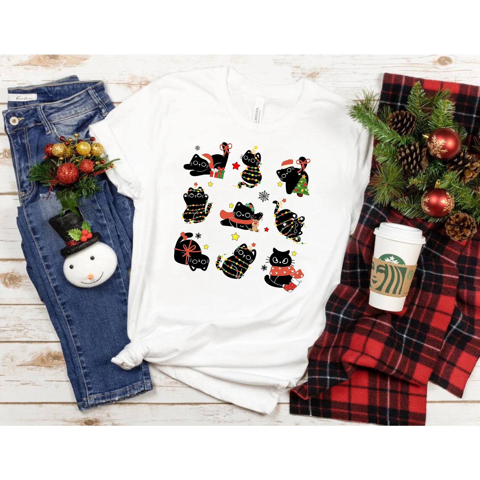 Christmas Black Cats Shirt - Kitten Cats Christmas shirt - Cat Lover Xmas Tee - Trendy Christmas Shirt