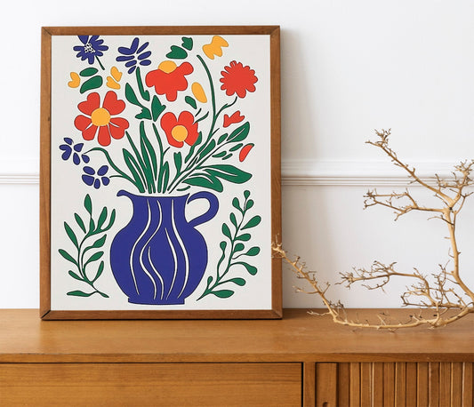 Set of three Floral Potted Plant Art Set, Colorful Scandinavian Botanical Wall Prints for Gallery Walls, HighQuality Floral Market Posters