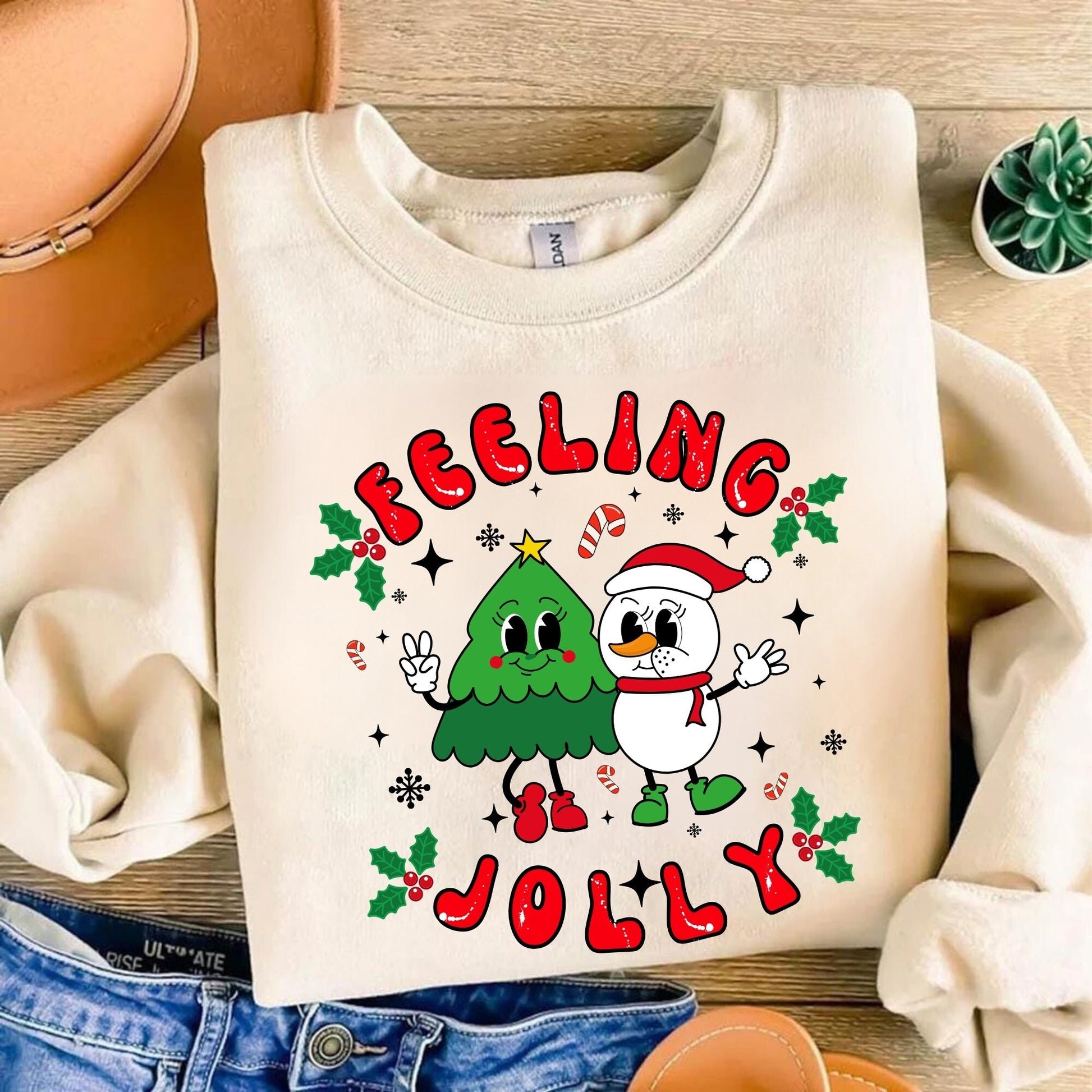 Feeling Jolly T shirt - Christmas Sweatshirt - Christmas Gift - Trendy Christmas Shirt
