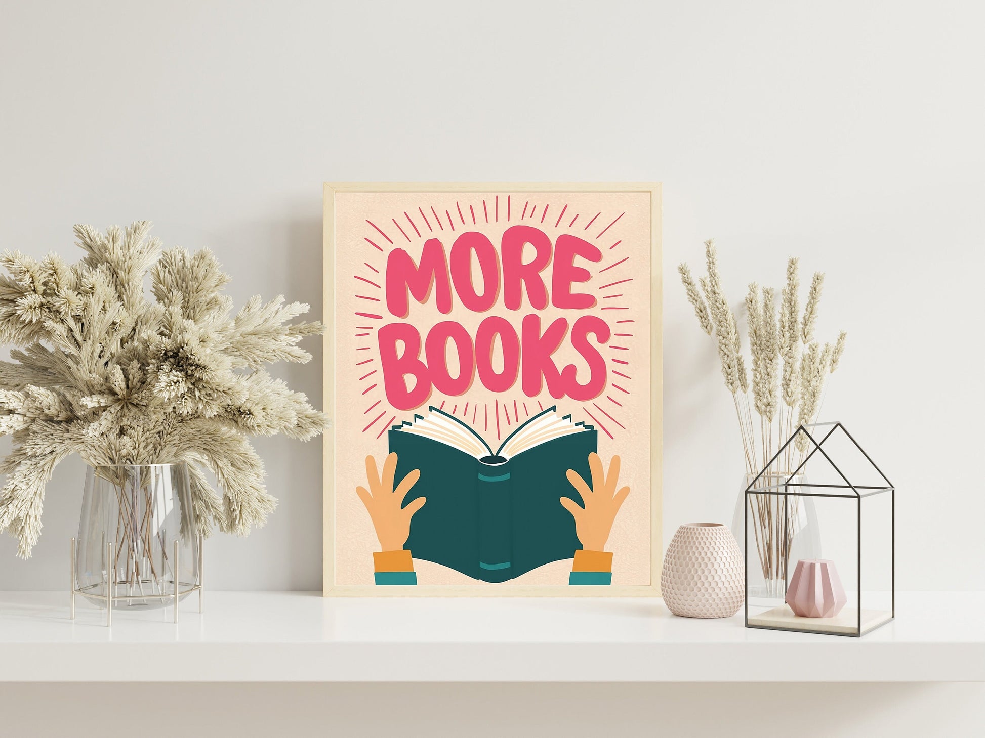 Book Wall Art Print, HandDrawn Reading Illustration, Fun Doodle Poster for Literature Lovers, Perfect Gift for Readers, Cute Wall Decor.