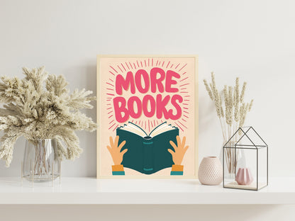 Book Wall Art Print, HandDrawn Reading Illustration, Fun Doodle Poster for Literature Lovers, Perfect Gift for Readers, Cute Wall Decor.